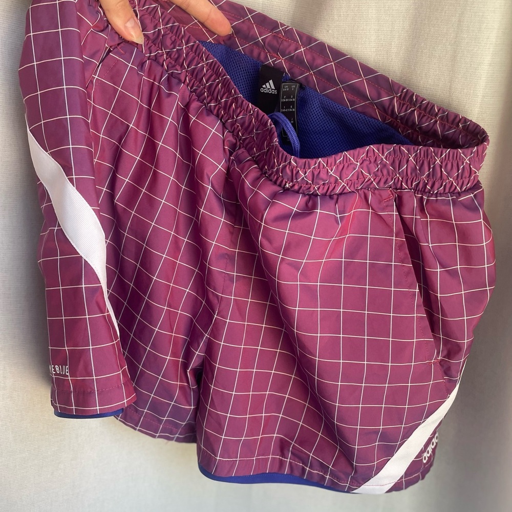 Adidas PrimeBlue Purple Checkered Athletic Shorts NWOT